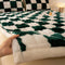 Surmatelas et taie d'oreiller en peluche à damier chaud