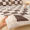 Surmatelas et taie d'oreiller en peluche à damier chaud