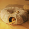 2 in 1 Foldable Indoor Soft Round Cat Tunnel Bed - FUNNYFUZZY