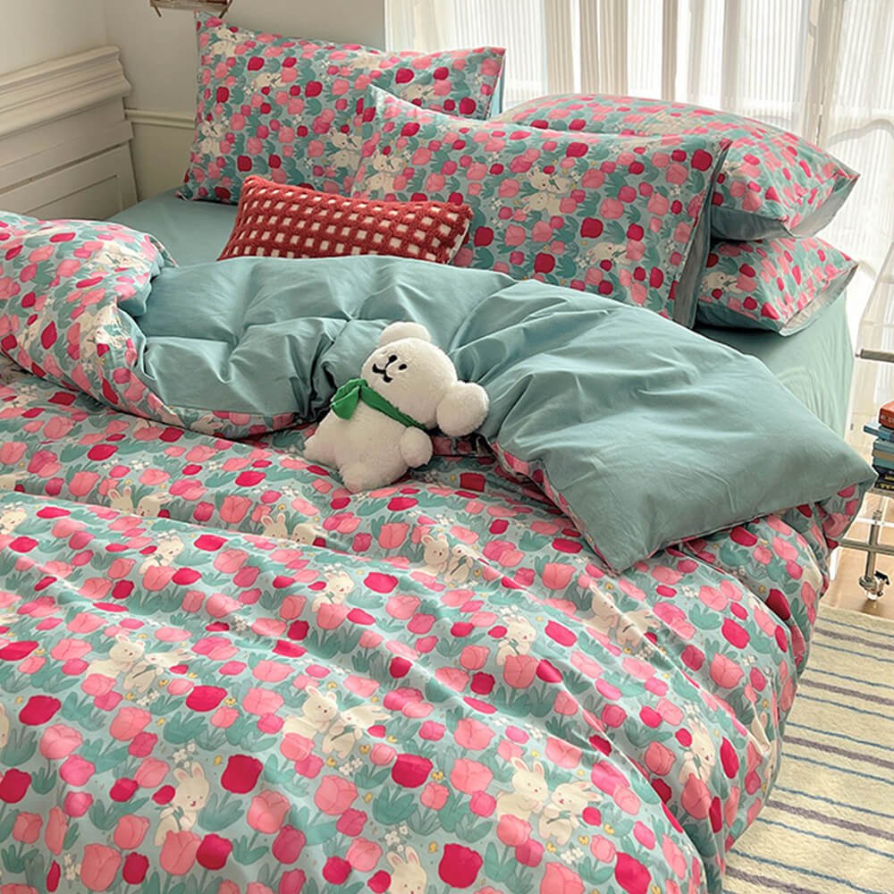 Breathable Cotton Floral Pattern Bed Sheet Set