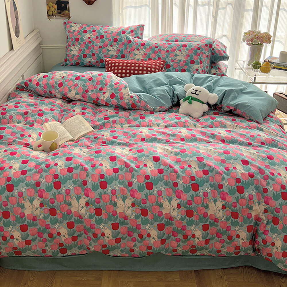 Breathable Cotton Floral Pattern Bed Sheet Set