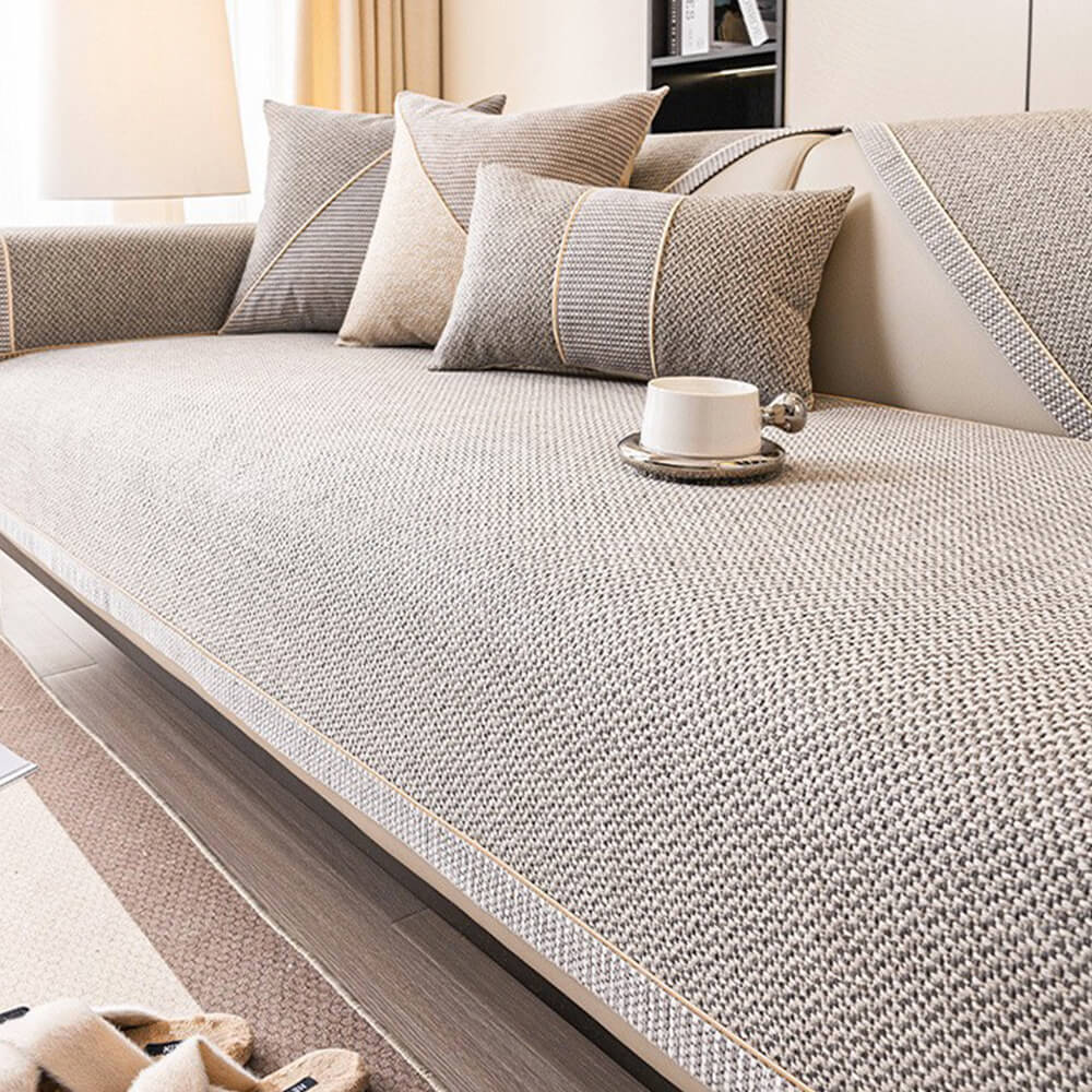 Breathable Woven Cotton Linen Non-Slip Outdoor Sofa Cover