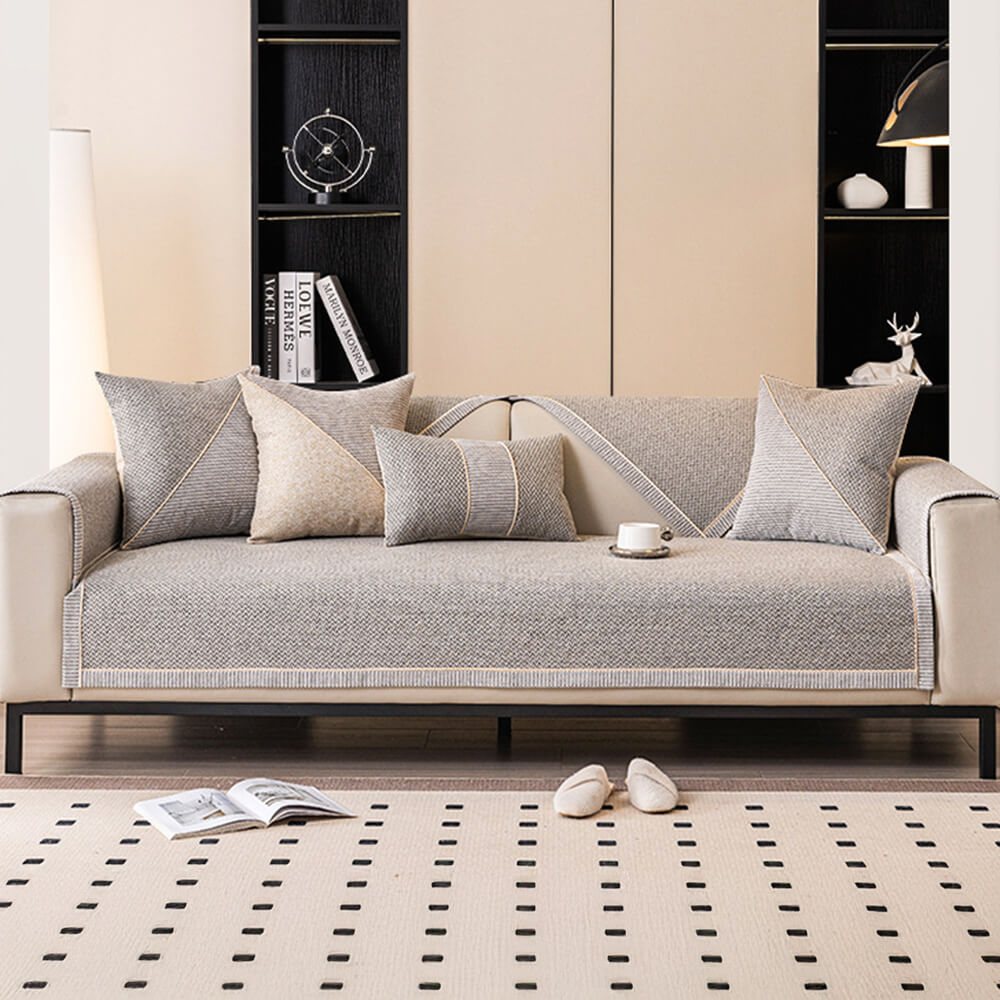 Breathable Woven Cotton Linen Non-Slip Outdoor Sofa Cover