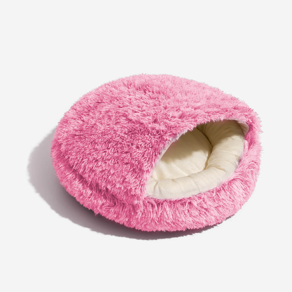 Calming Plush Semi-Enclosed Pet Nest Pita Bed For Dogs - FUNNYFUZZY