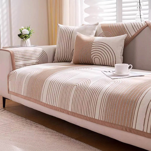 Chenille Arch Pattern Scratch-Resistant Sofa Cover