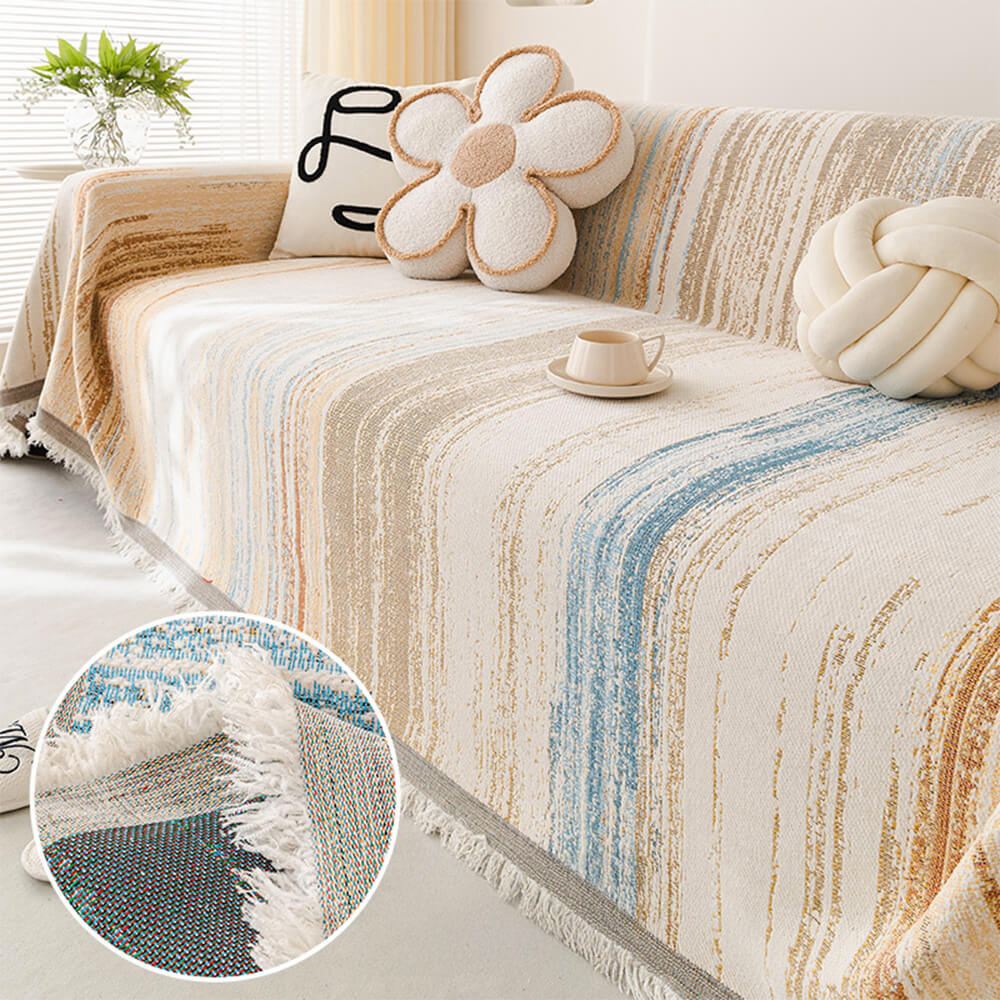 Colorful Rainbow Gradient Full Sofa Drape Throw Sofa Cover