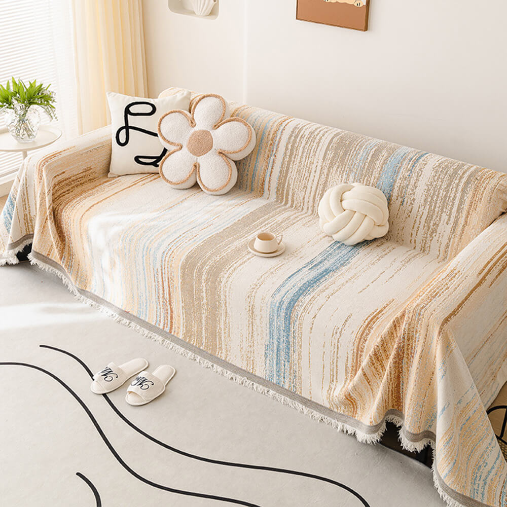 Colorful Rainbow Gradient Full Sofa Drape Throw Sofa Cover