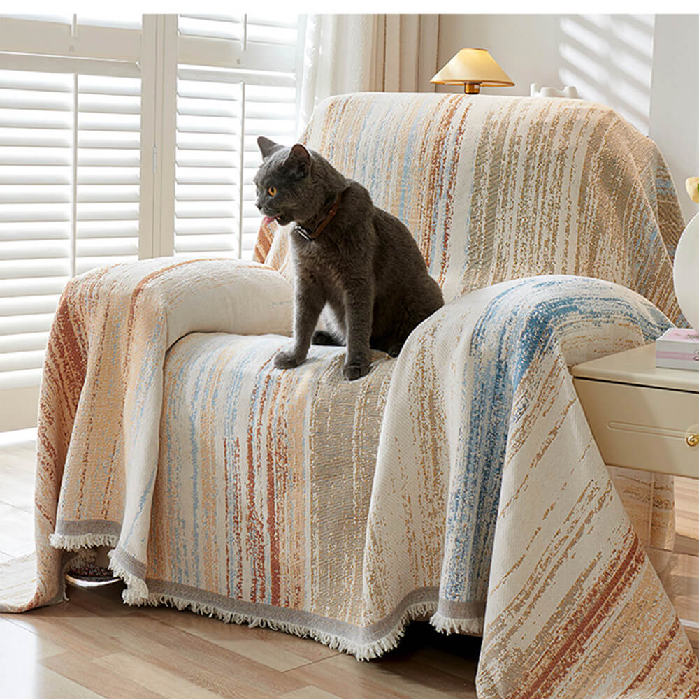 Colorful Rainbow Gradient Full Sofa Drape Throw Sofa Cover