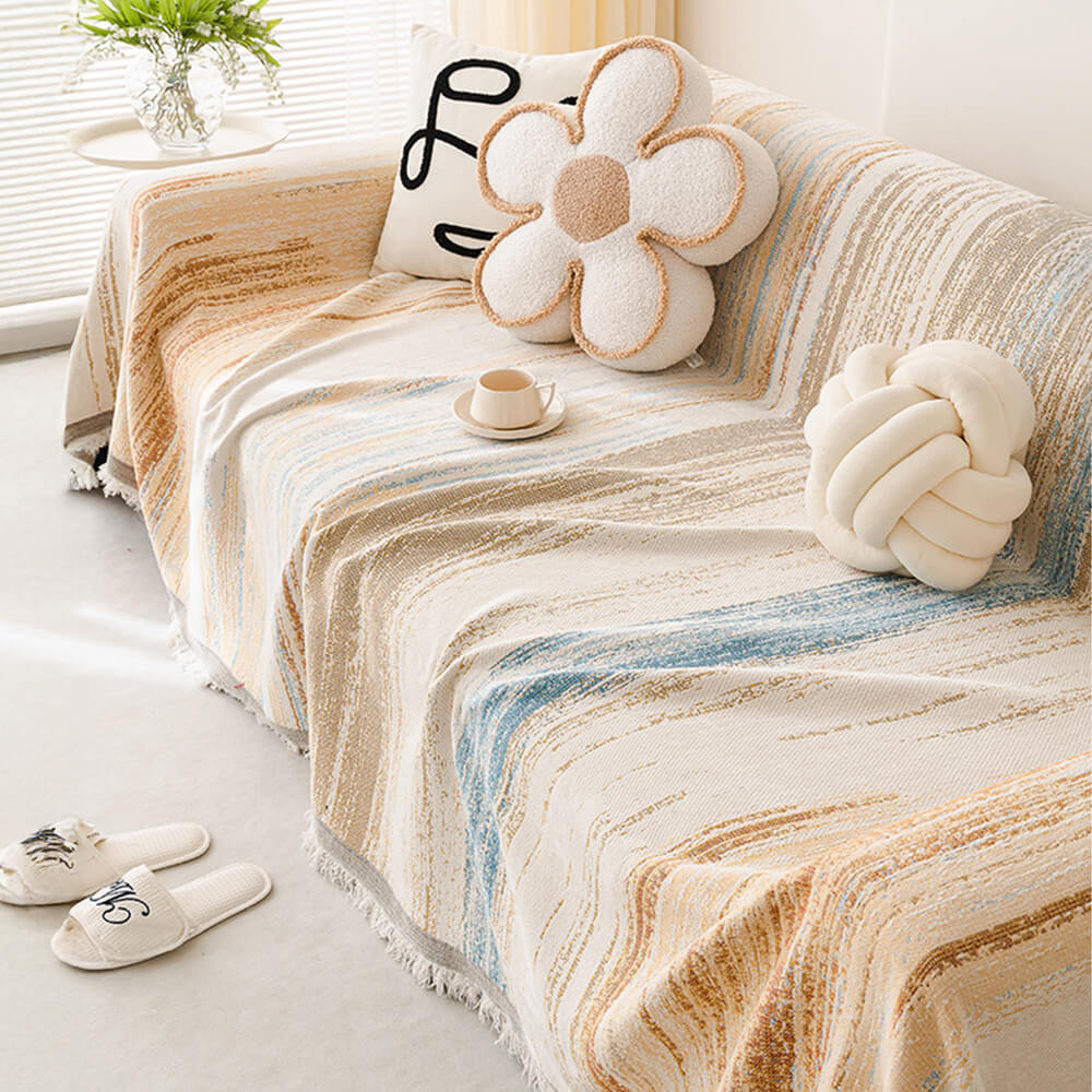 Colorful Rainbow Gradient Full Sofa Drape Throw Sofa Cover