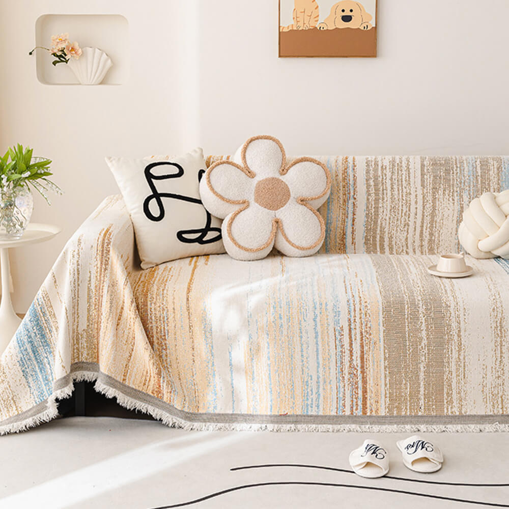 Colorful Rainbow Gradient Full Sofa Drape Throw Sofa Cover