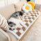 Cream-colored Large Plaid Square Fuzzy Pet Dog Mat Bed Sofa Cover
