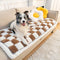 Cream-colored Large Plaid Square Fuzzy Pet Dog Mat Bed Sofa Cover