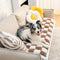Cream-colored Large Plaid Square Fuzzy Pet Mat Bed Sofa Cover