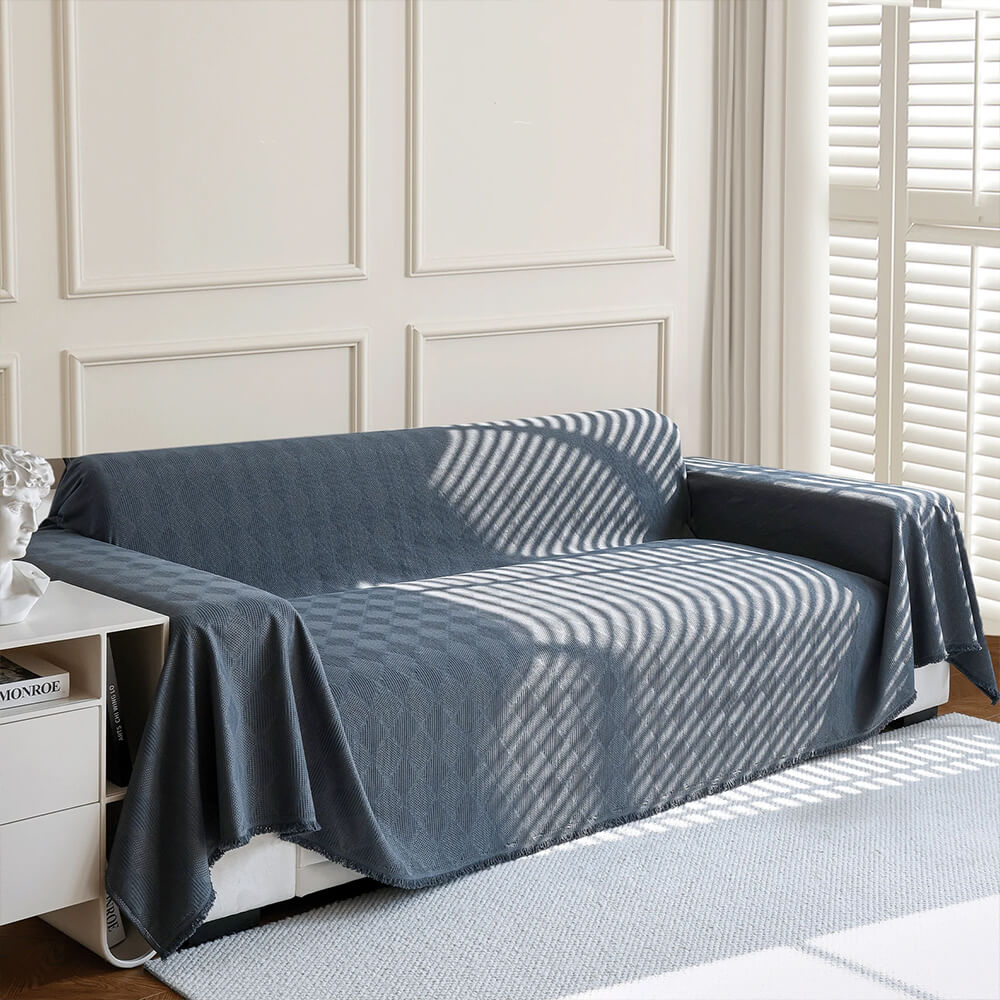 Diamond-Pattern Chenille Cat-Scratch Resistant All-Season Throw Couch Cover