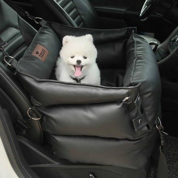 Full Leather Dog Pet Car Seat Bed - Fort - FUNNYFUZZY