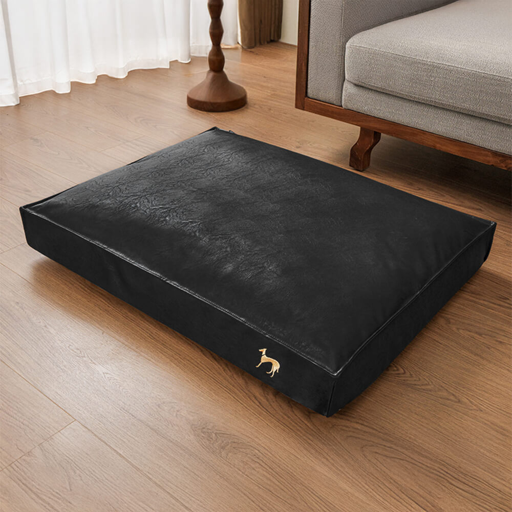 Durable and Easy-Clean Waterproof Leather Dog Bed