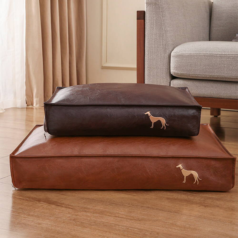 Durable and Easy-Clean Waterproof Leather Dog Bed