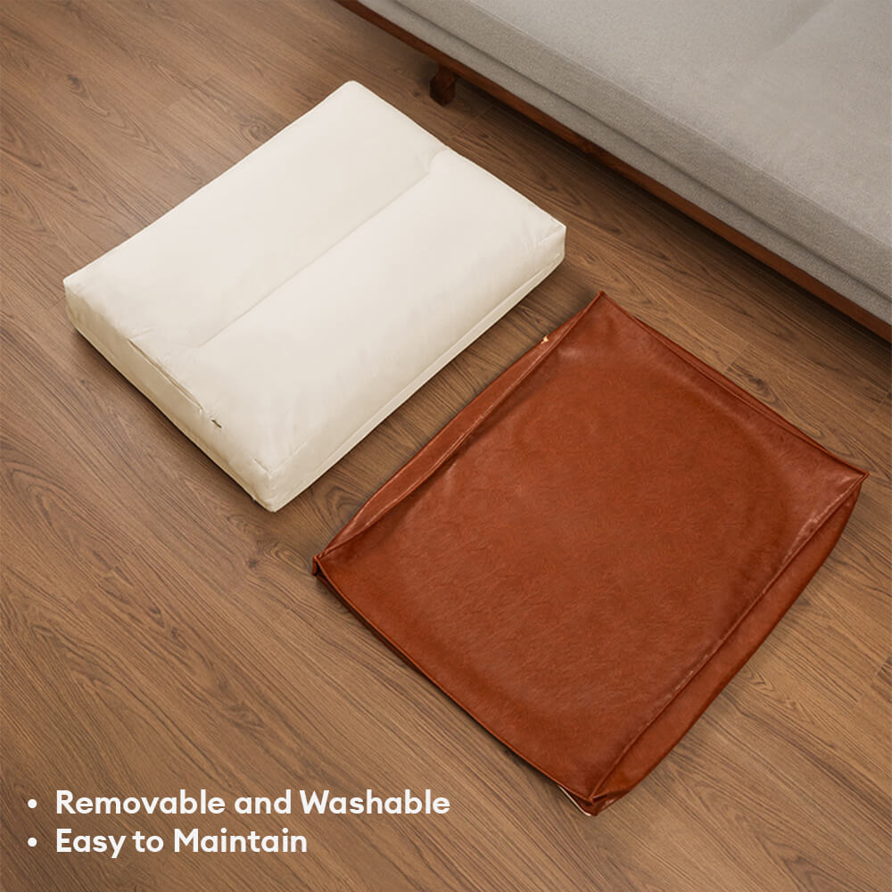 Durable and Easy-Clean Waterproof Leather Dog Bed