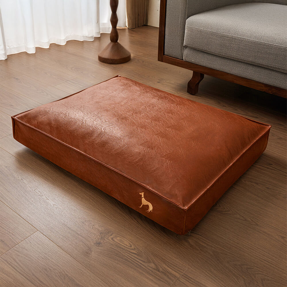 Durable and Easy-Clean Waterproof Leather Dog Bed