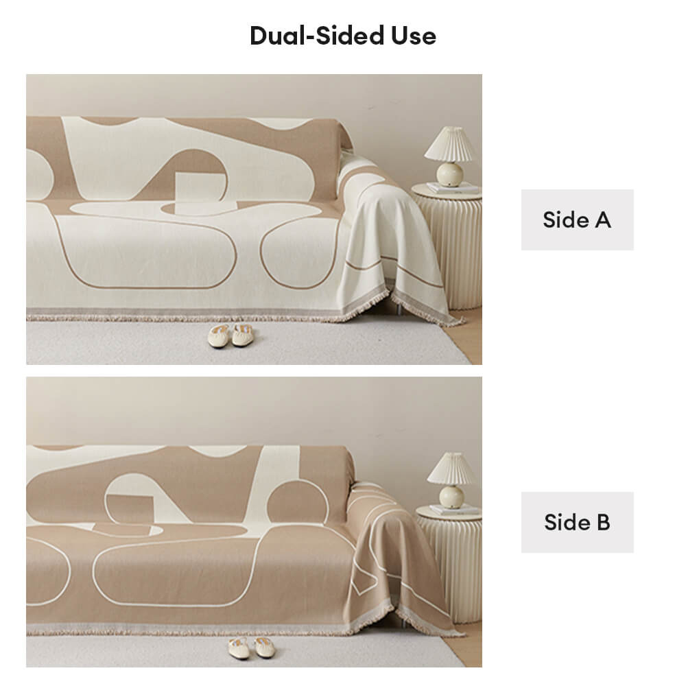 Geometric Fringe Double-Sided Chenille Non-Slip Throw Sofa Cover