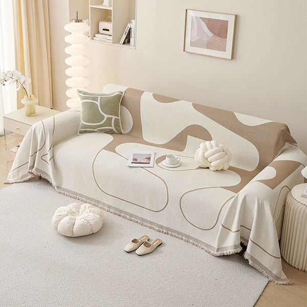 Geometric Fringe Double-Sided Chenille Non-Slip Throw Sofa Cover