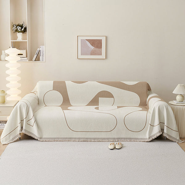 Geometric Fringe Double-Sided Chenille Non-Slip Throw Sofa Cover