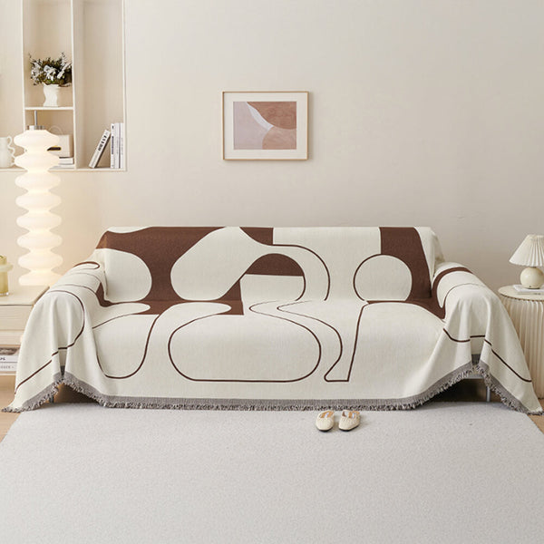 Geometric Fringe Double-Sided Chenille Non-Slip Throw Sofa Cover