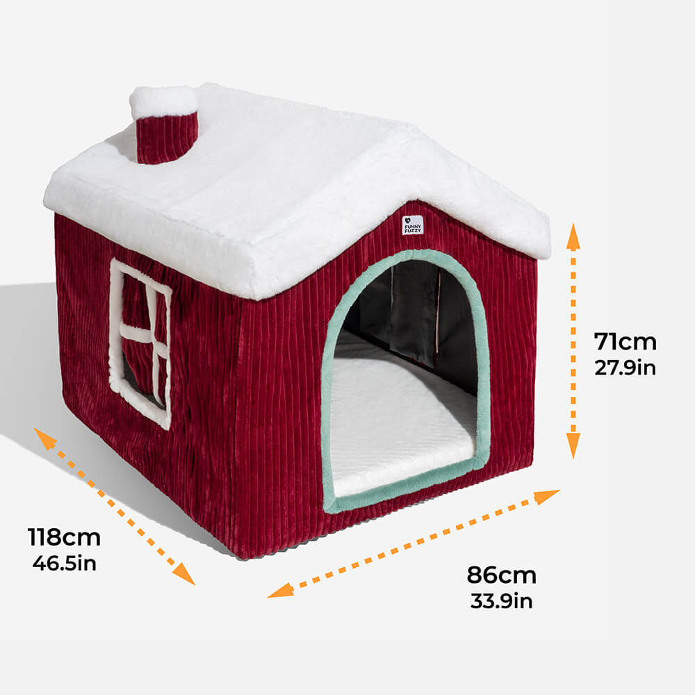 Maison de neige en pain d'épice, tente pour animaux de compagnie, grande maison détachable pour chien