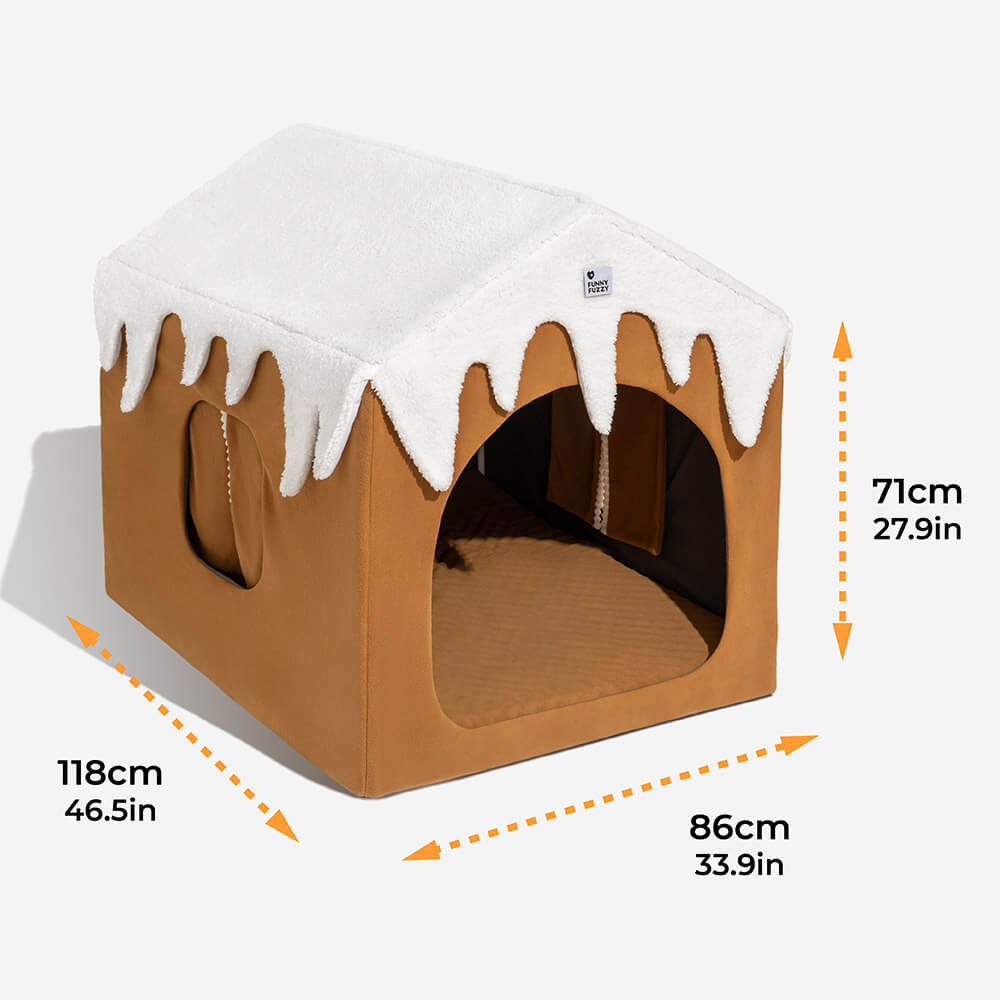 Maison de neige en pain d'épice, tente pour animaux de compagnie, grande maison détachable pour chien