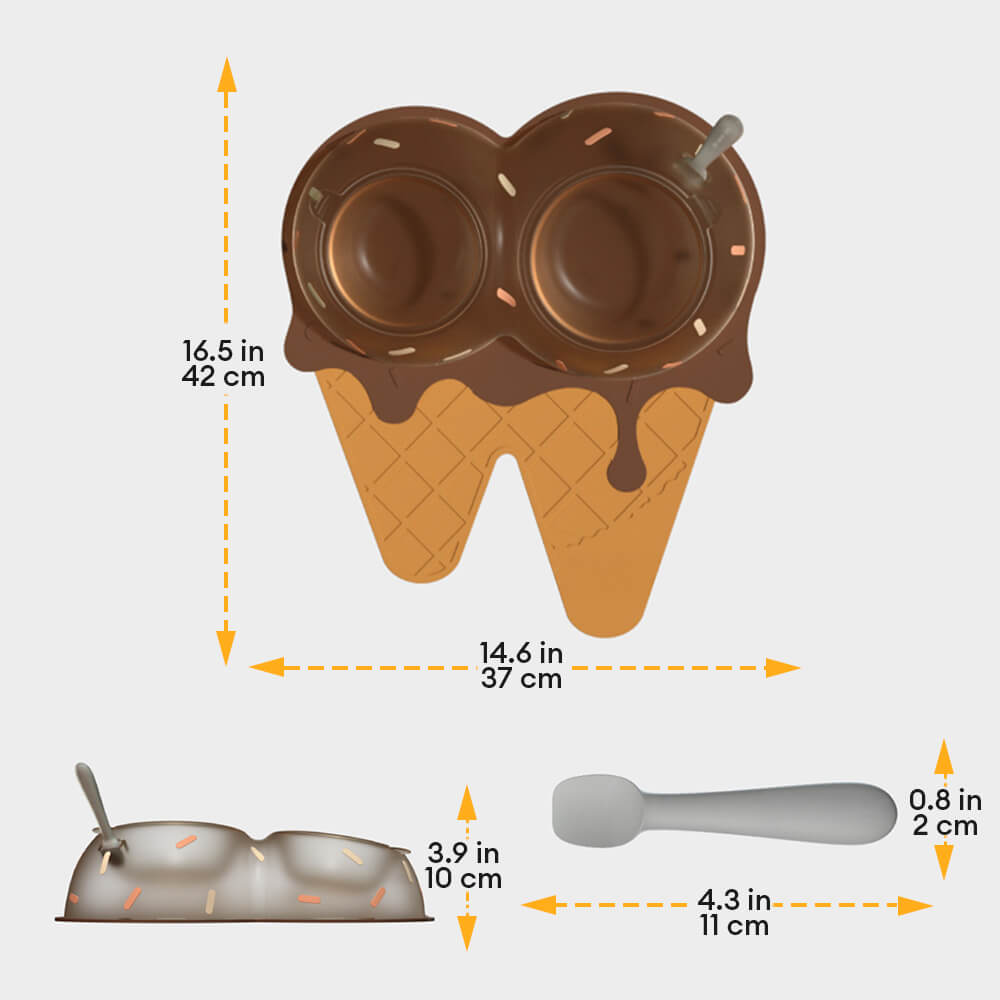 Ice Cream Themed Double Food and Water Dog & Cat Bowl