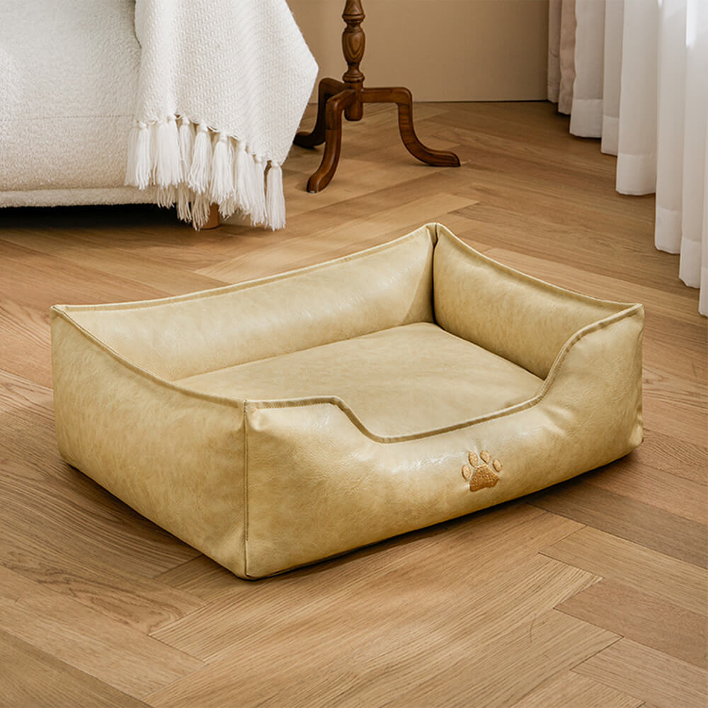 Luxury Faux Leather Waterproof Removable Dog Sofa Bed