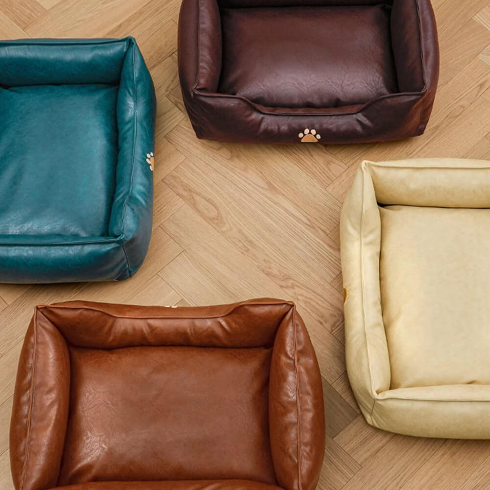 Luxury Faux Leather Waterproof Removable Dog Sofa Bed