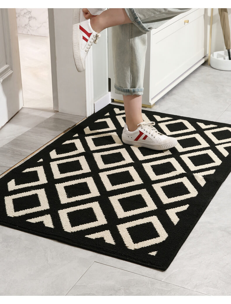 Modern Checkered Anti-Stain Non-Slip Front Door Mat for Muddy Dog Paws