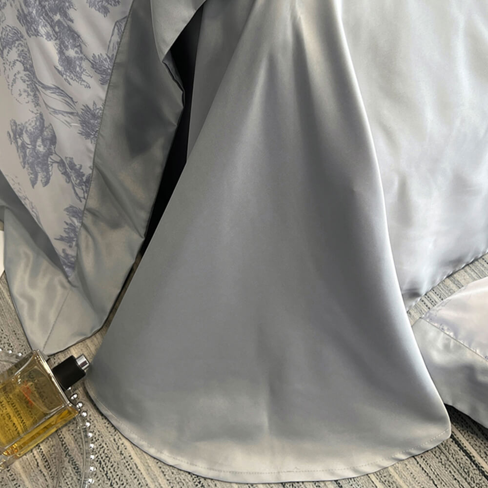 Nordic Floral Print Natural Ice Silk Washed Summer Bed Sheet Set