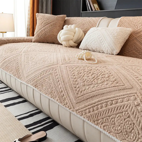 All Season Nordic Style Carved Plush Decorative Non-Slip Outdoor Sofa Cover