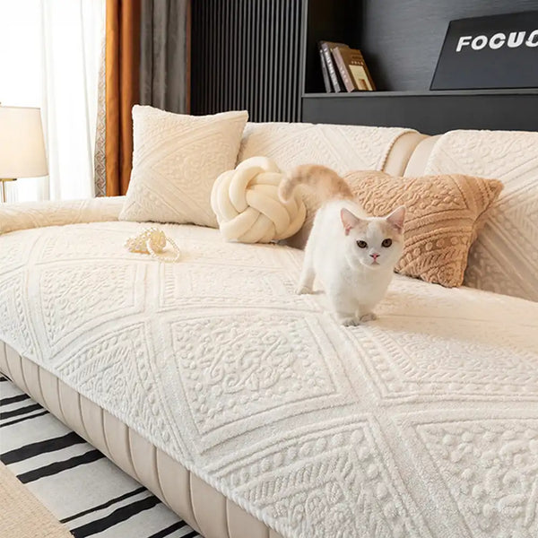 All Season Nordic Style Carved Plush Decorative Non-Slip Outdoor Sofa Cover