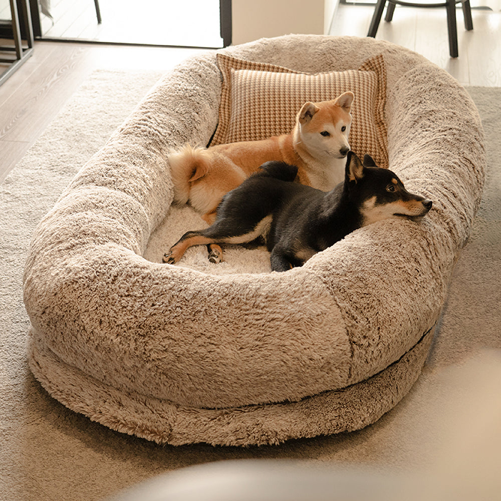Luxury Super Large Sleep Deeper Oval Bed Human Dog Bed - FUNNYFUZZY