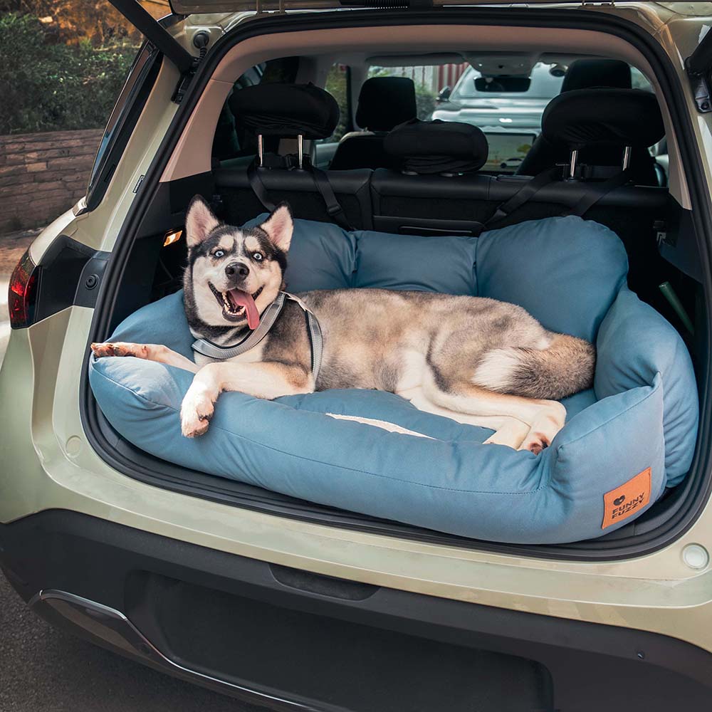 Travel Bolster Safety Medium Large Dog Car Back Seat Bed - FUNNYFUZZY