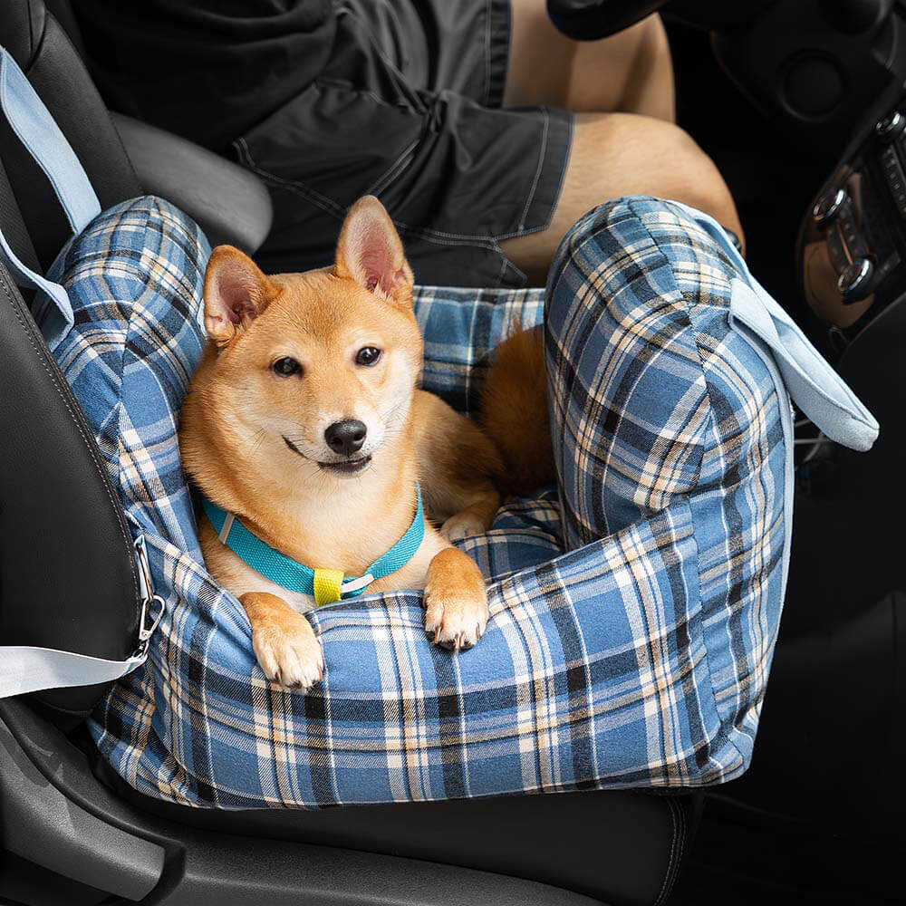 Lit de siège d'auto pour chien de sécurité de voyage à carreaux vintage