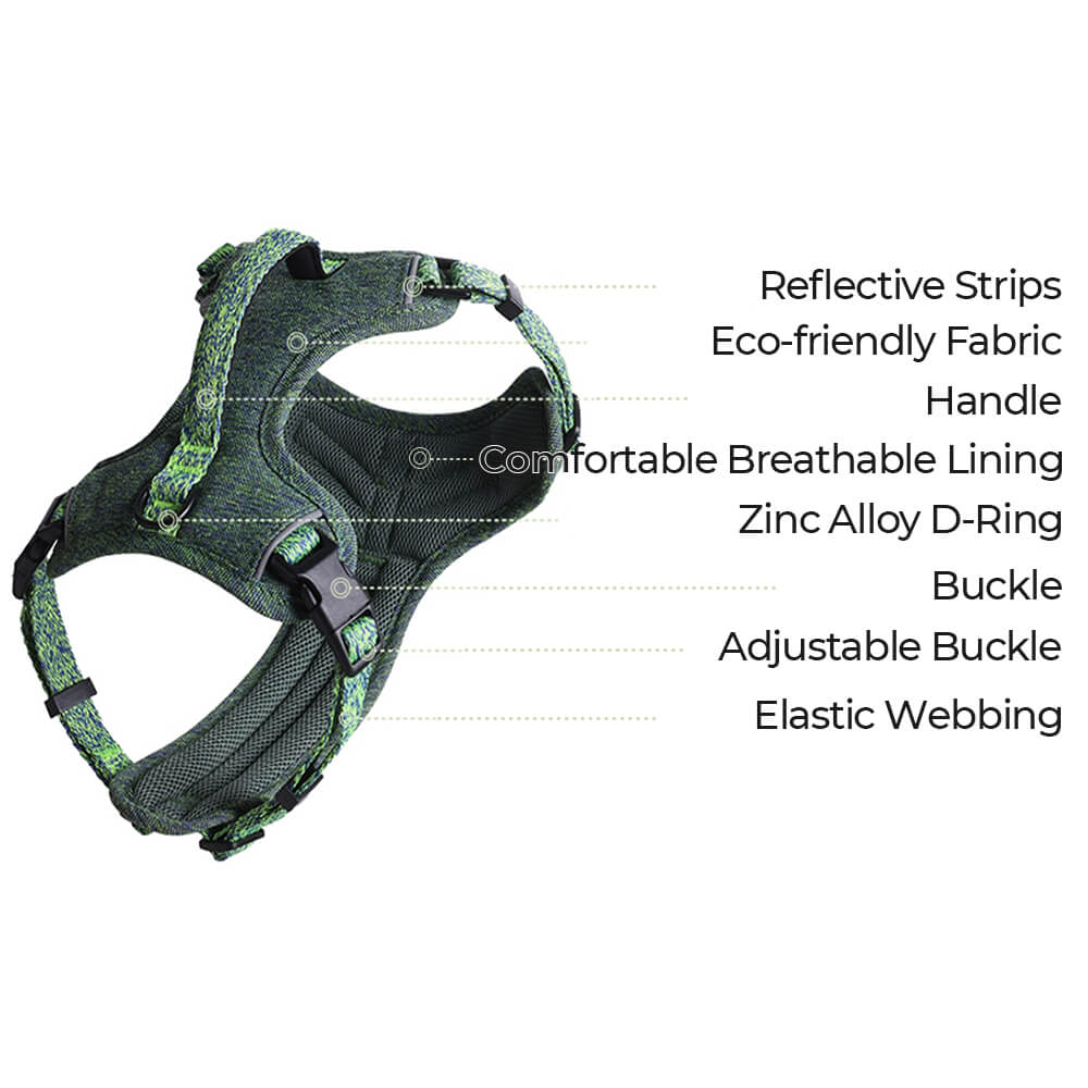 Eco-friendly Recycled Fabric No-Pull Dog Harness/Leash