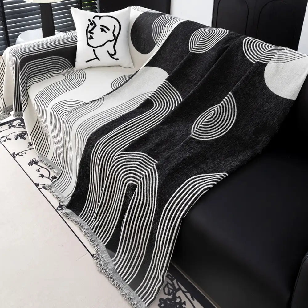 Geometric Striped Chenille Durable Sofa Protection Sofa Cover