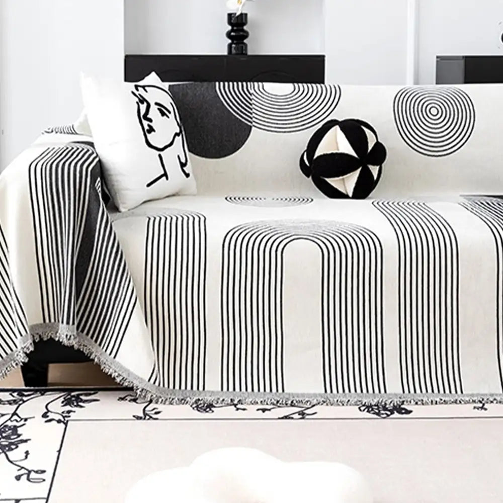 Geometric Striped Chenille Durable Sofa Protection Sofa Cover