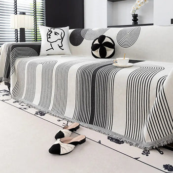 Geometric Striped Chenille Durable Sofa Protection Sofa Cover