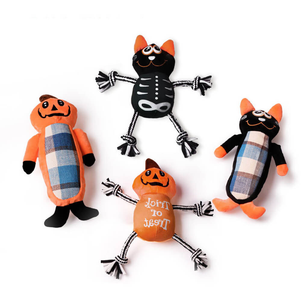 Corde de dentition citrouille amusante pour Halloween, ensemble de jouets à mâcher pour chien