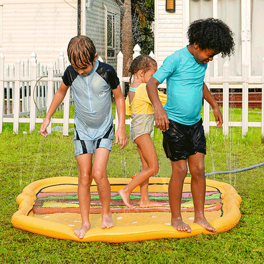 Hamburger Outside Water Toys Children Splash Play Mat Dog Sprinkler Pad