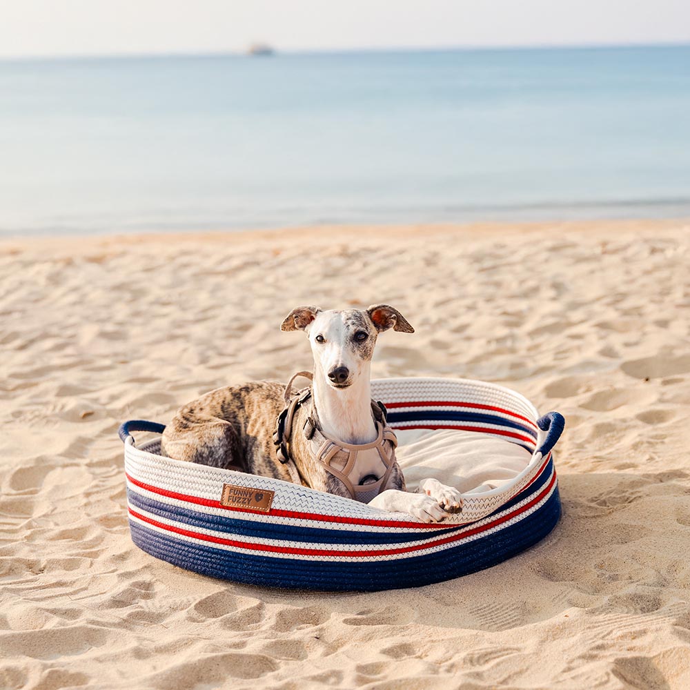 Handcrafted Stripe Calming Pet Bed - Timeless Nest