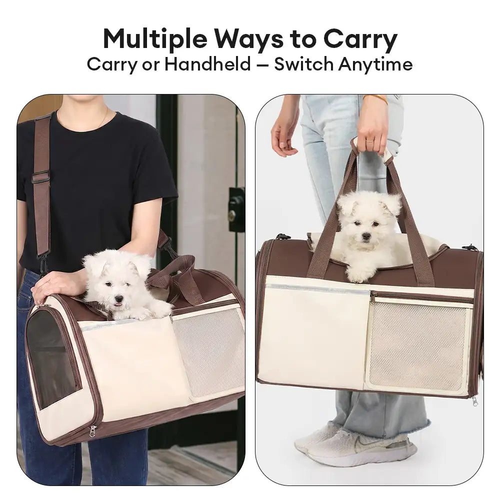 Handheld Crossbody Multi-Function Breathable Pet Carrier Bag for Travel and Vet