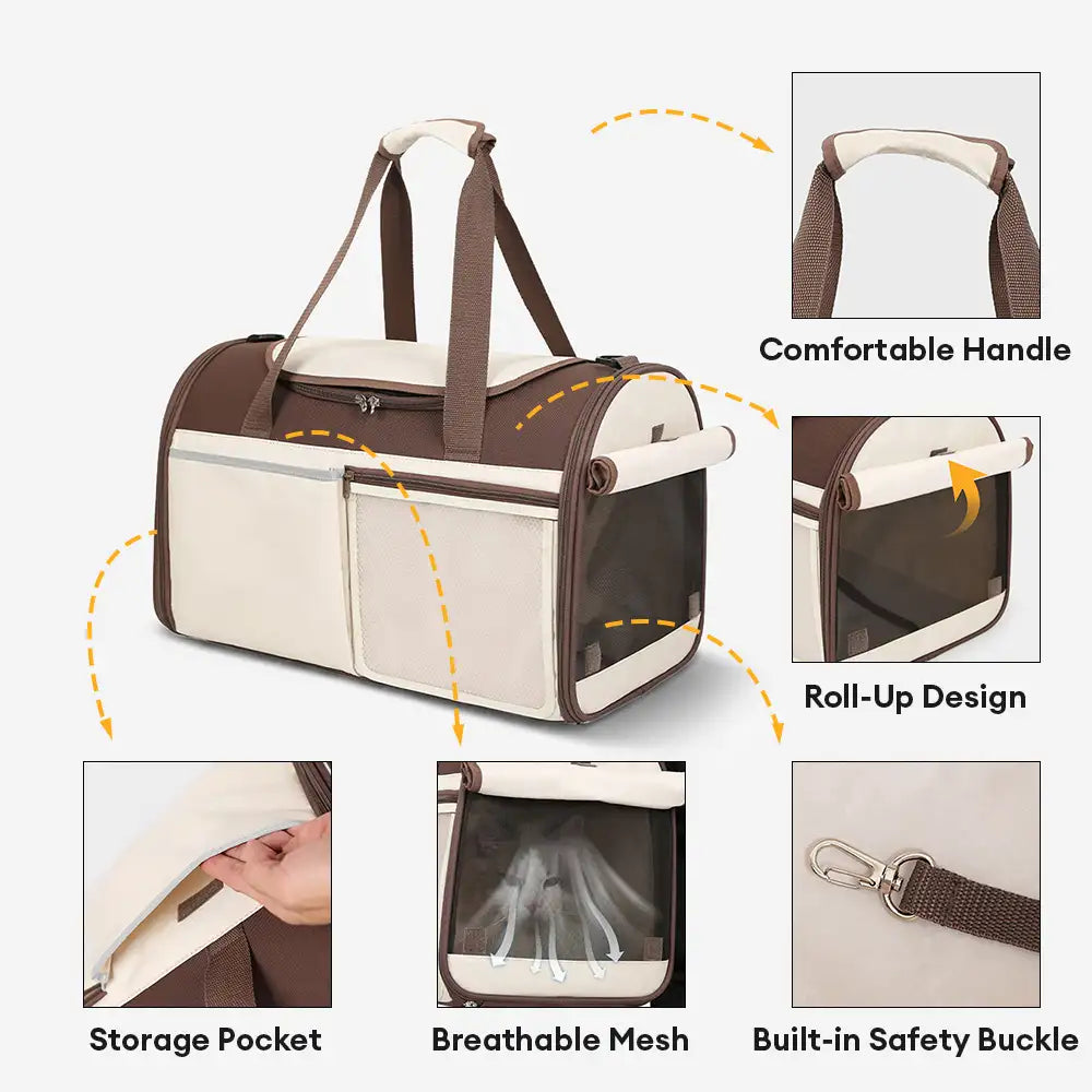 Handheld Crossbody Multi-Function Breathable Pet Carrier Bag for Travel and Vet
