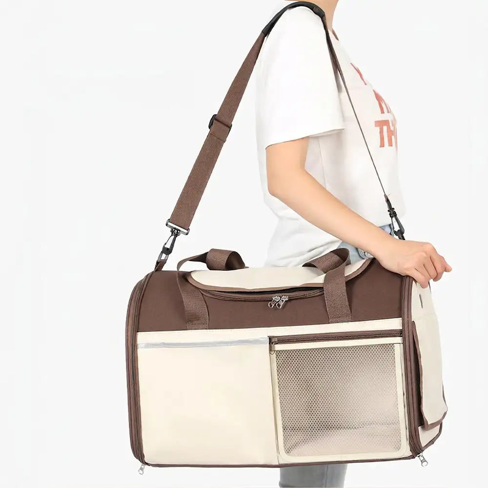 Handheld Crossbody Multi-Function Breathable Pet Carrier Bag for Travel and Vet