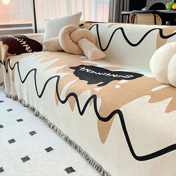 Ice Cream Wavy Chenille Scratch-Resistant Sofa Blanket Sofa Cover